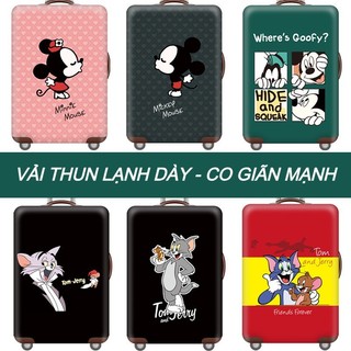 Túi bọc vali- áo trùm vali MICKEY & MINIE vải thun lạnh, co giãn mạnh, chống trầy xước, chống bụi, bảo vệ hành lý