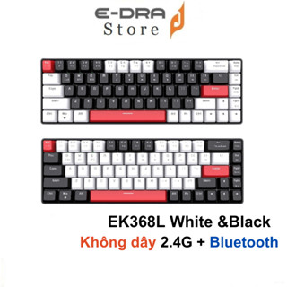 Bàn phím cơ E-DRA EK368L White Black - Wireless 2.4G + Bluetooth 5.0 (Switch: Blue / Red / Brown)