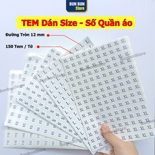 150 Tem dán size quần áo - Tem siêu dính, mực rõ nét không nhèo - hàng đẹp bao đổi trả