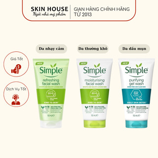 Sữa Rửa Mặt Simple - Sữa Rửa Mặt Simple Gel Kind To Skin Refreshing Facial Wash Gel 150ml
