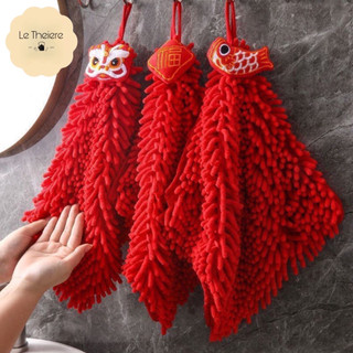 Khăn Lau Tay Khăn Lau Bếp Treo Tường Vệ Sinh Đa Năng Màu Đỏ Phát Tài