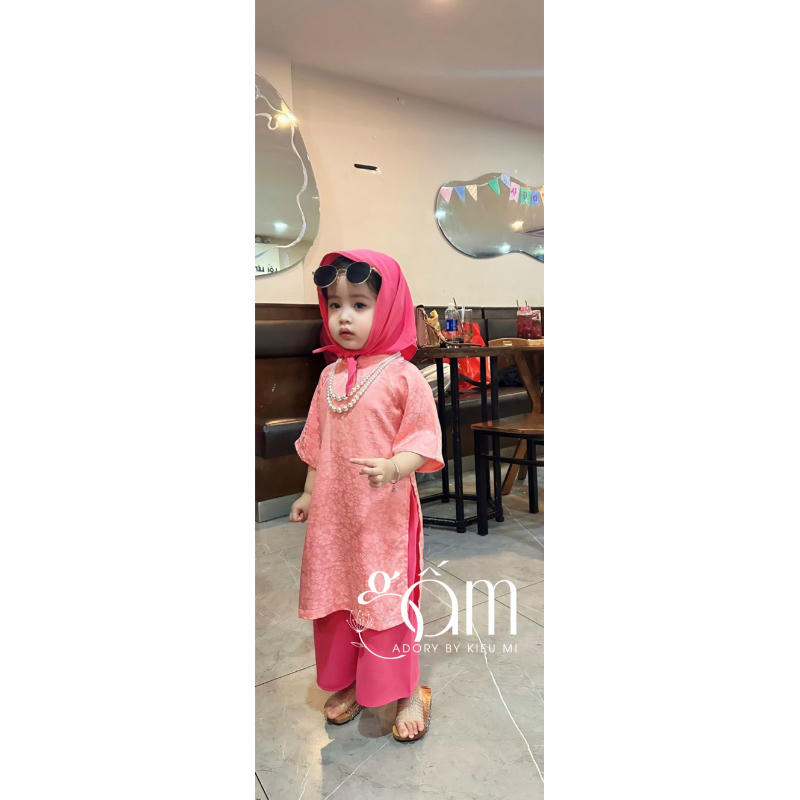 Áo dài gấm chất siêu đẹp cho bé 8-42kg♥️