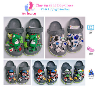 [ Tặng 10 Sticker ] Dép Cross Baya cho bé Trai màu Ghi xám Mix Siêu anh hùng Sỉ Lẻ Sục Crocs trẻ em nam nữ người lớn