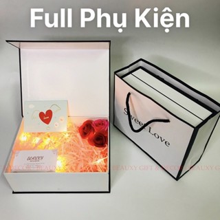 Hộp quà tặng người yêu, hộp quà tặng valentine kèm tùi giấy, đèn led