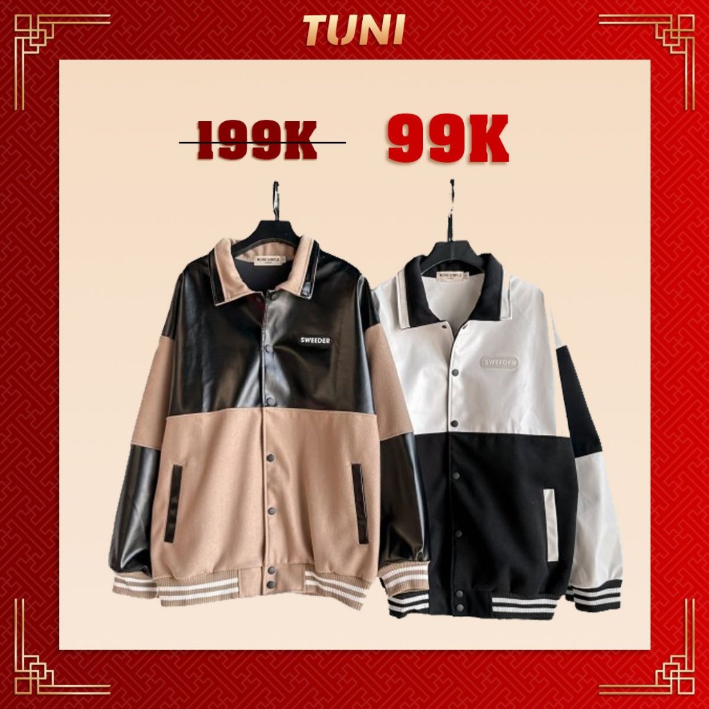 Áo Khoác Jacket Form Rộng SIMI Phối Da Phong Cách Ulzzang - Tuni Store