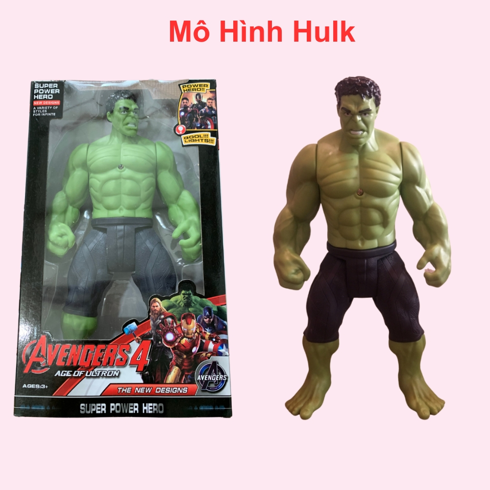 Mô hình siêu nhân hulk mô hình khổng lồ xanh siêu anh hùng cao 27cm có đèn sáng đỏ cử động khớp linh hoạt