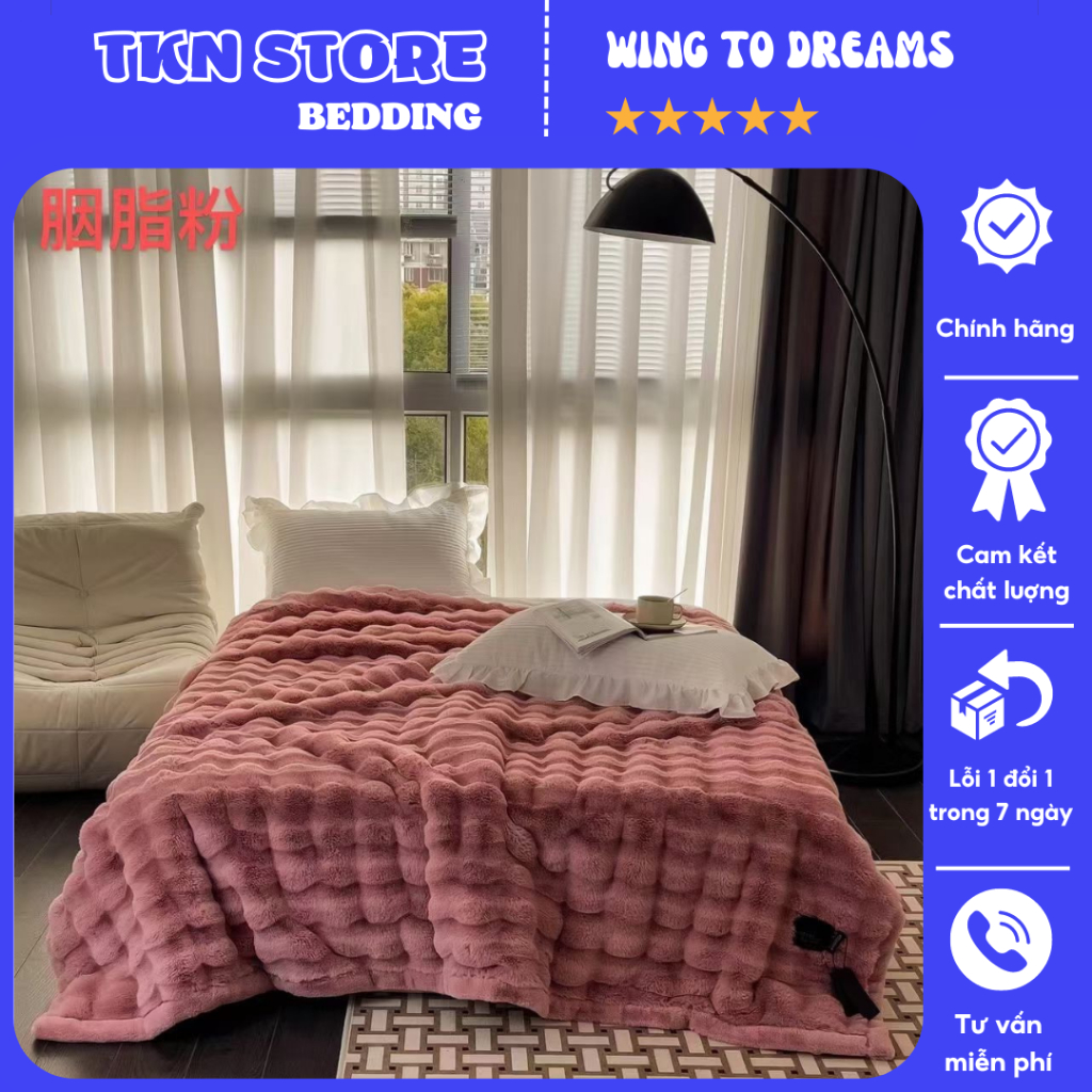 Chăn lông cáo hồ ly nhập khẩu cao cấp sang trọng kích thước 2x2,3m nặng 6kg tặng kèm túi sách da xin