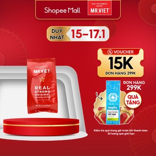 [QUÀ TẶNG - 50G] Cà phê Real Strong Orginal, thành phần rang xay Arabica và Robusta, vị mạnh mẽ - MR.VIET Coffee