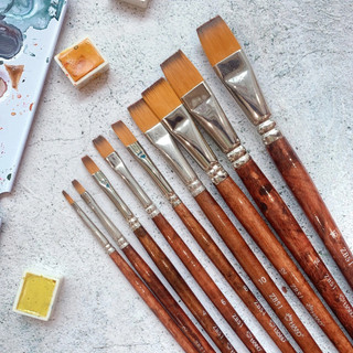 [DA ĐEN] Cọ Vẽ Đầu Dẹp Hand ZBS1 Thân Nâu