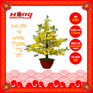 Chậu cây hoa mai giả trang trí Tết HM5 cao 120cm