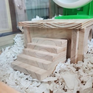 Cầu Thang Gỗ Đơn Giản Cho Hamster, Decor Lồng Hamster