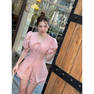 Set tk quảng châu thun xốp áo cột nơ
