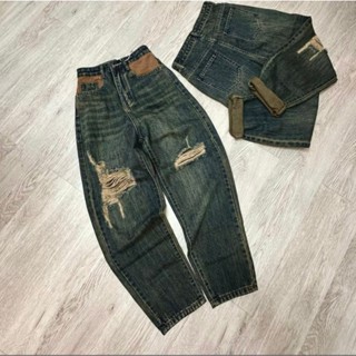 [BIGSIZE 75KG] 6026 Quần Jean Bagyy Nữ Tạo Kiểu Rách 2 Bên Không Co Giãn,quần bò dáng thụng nữ HOT