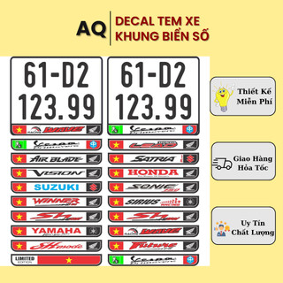 Tem logo cờ biển số xe - tem logo cờ khung biển số xe máy, miếng dán logo cờ khung biển số xe