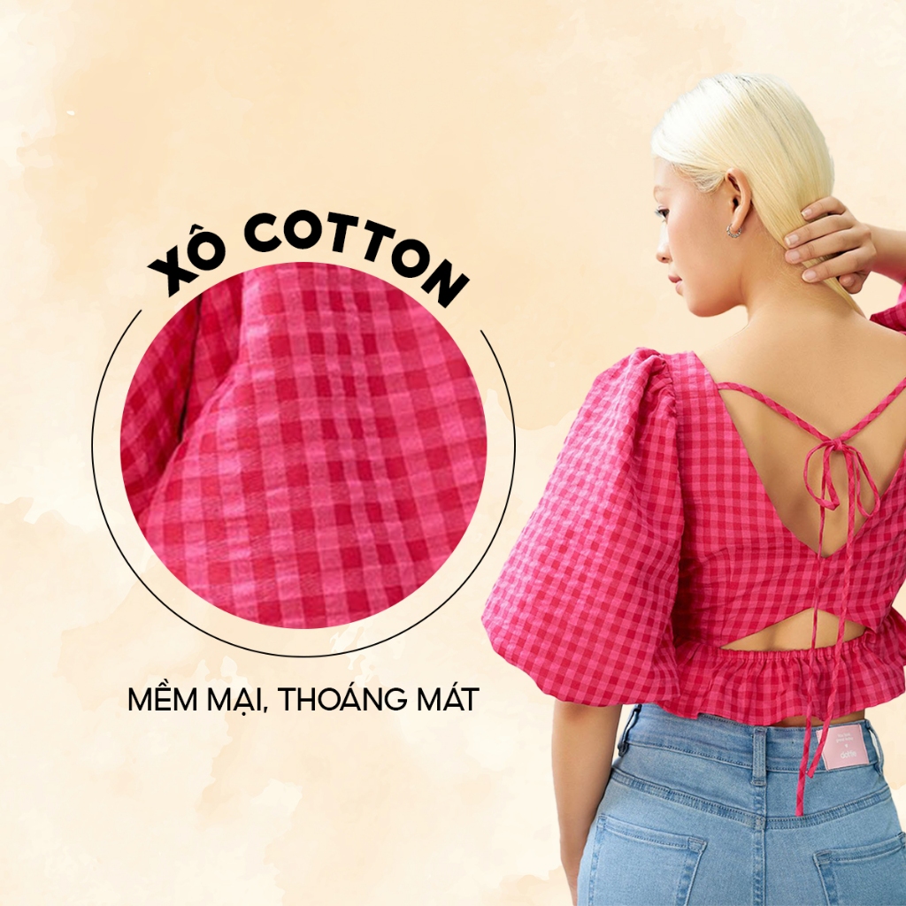 DOTTIE - Áo kiểu ráp bèo cut-out - Hồng - T0713