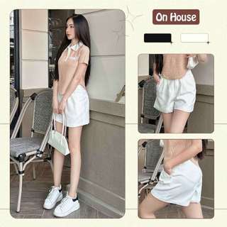 Áo nữ baby tee polo cổ trụ form vạt bầu Thời trang ONHouse tạo điểm nhấn thon gọn chất tổ ong dày dặn CR130