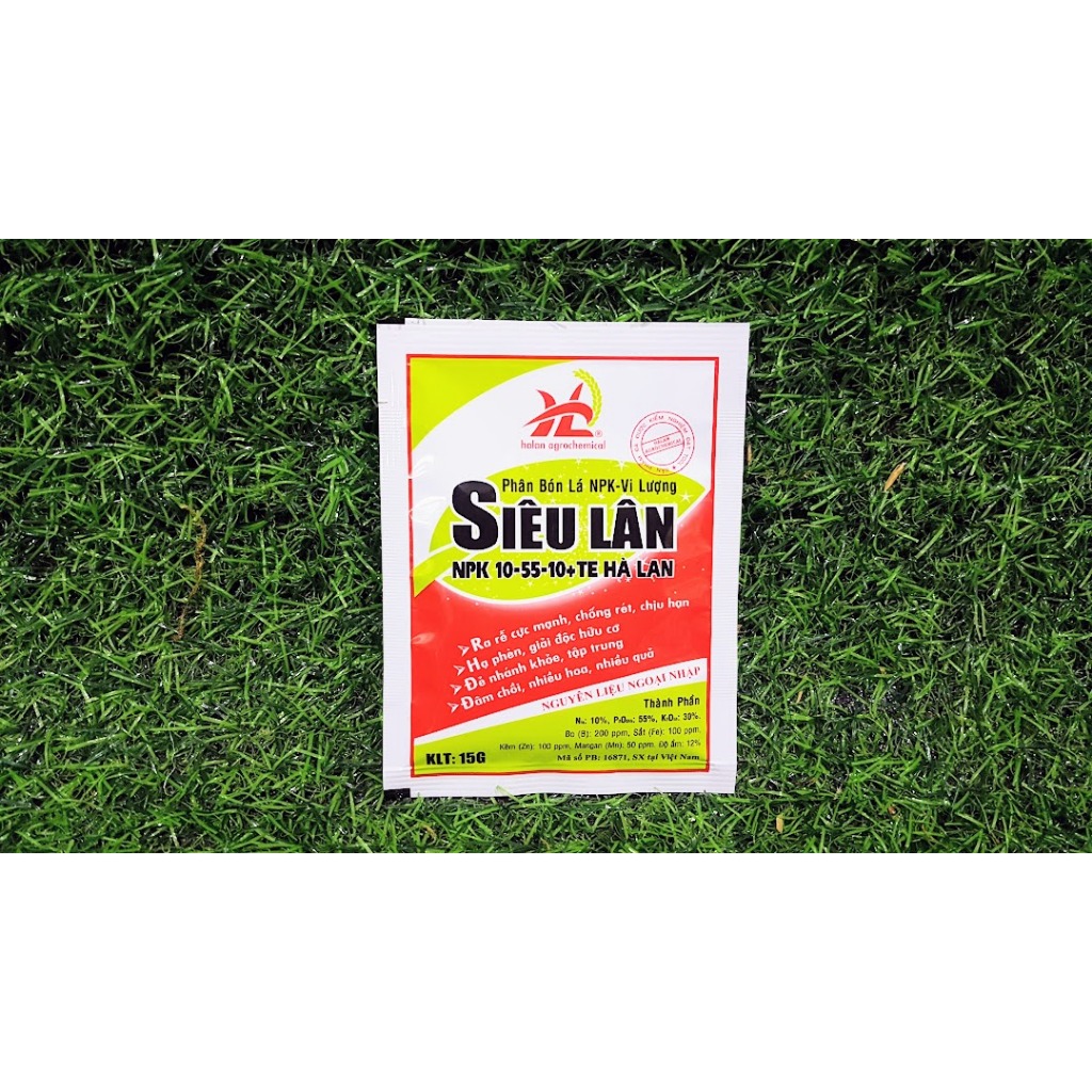 Combo 2 gói Phân bón lá siêu lân đỏ halan 10-55-10+te tạo mầm hoa phân hoá nhiều nụ ra rễ khoẻ gói 15g