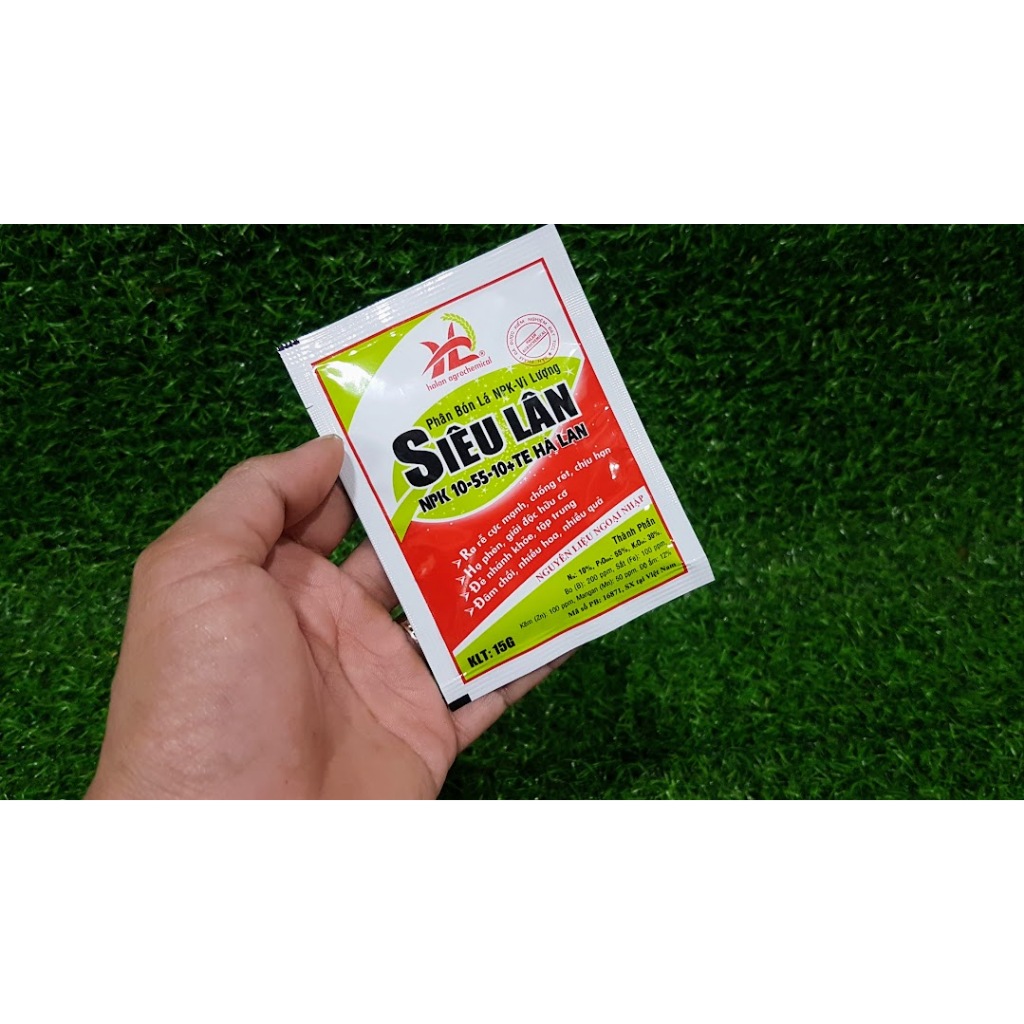 Combo 2 gói Phân bón lá siêu lân đỏ halan 10-55-10+te tạo mầm hoa phân hoá nhiều nụ ra rễ khoẻ gói 15g