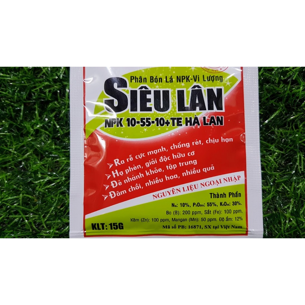 Combo 2 gói Phân bón lá siêu lân đỏ halan 10-55-10+te tạo mầm hoa phân hoá nhiều nụ ra rễ khoẻ gói 15g