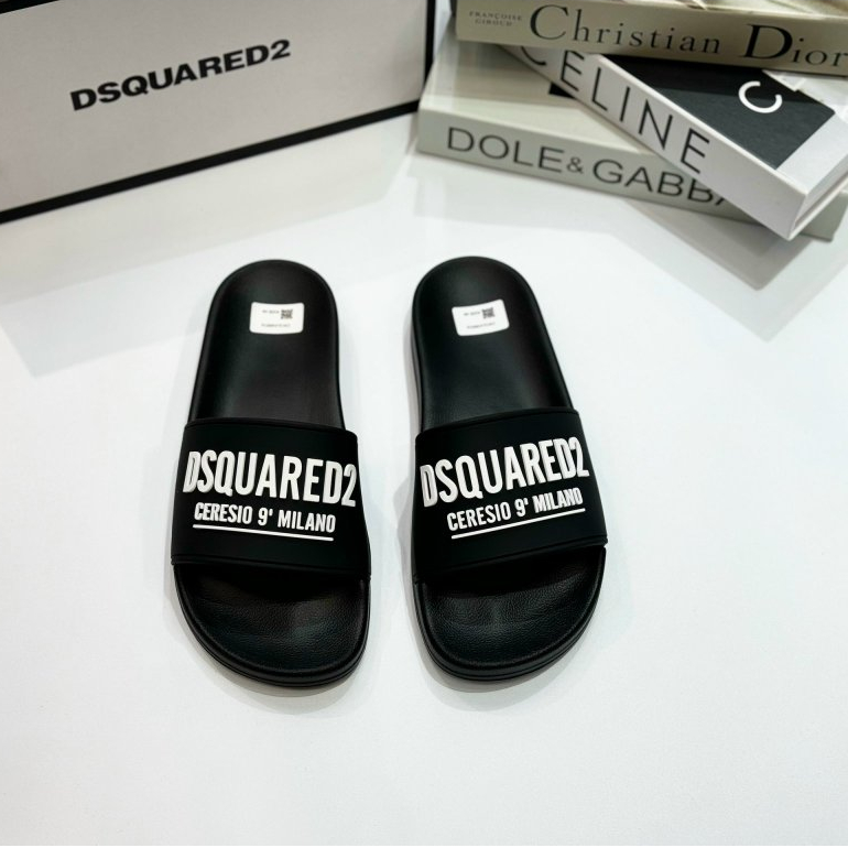 Dép lê quai ngang Dsquared2 Milano logo cao su nổi LA 1-1 on web bill thẻ phụ kiện