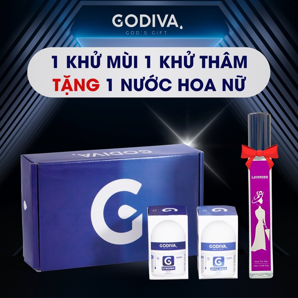 Combo khử mùi , dưỡng trắng Godiva 20ml Tặng nước hoa nữ