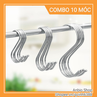 Combo 10 móc chữ S treo đồ, thép không gỉ dày 3mm