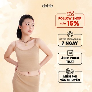 Dottie - áo hai dây viền ren - nâu - t0793