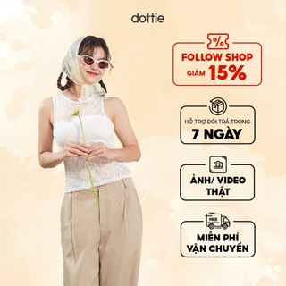 Dottie - áo sát nách vải ren - trắng - t0803