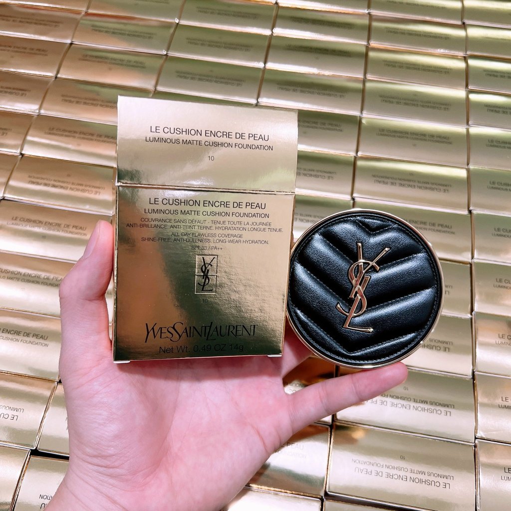 Phấn Nước YSL Le Cushion Encre De Peau Luminous Matte (Vỏ Da Đen - Fullsize Duty Free Chính hãng có 