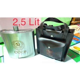 Bình tông inox 304( dung tích 3L) dòng chữ vàng hàng cao cấp,có bao da như hình, bình dày 0,8mm, mã bình 108oz chữ vàng