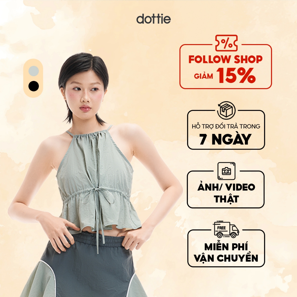 DOTTIE - Áo cổ yếm vải dù - T0823