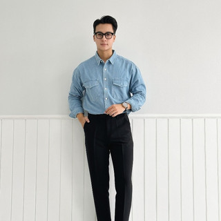 ÁO SƠ MI DENIM BASIC CAO CẤP CHẤT VẢI DÀY DẶN DIVIDE BRAND