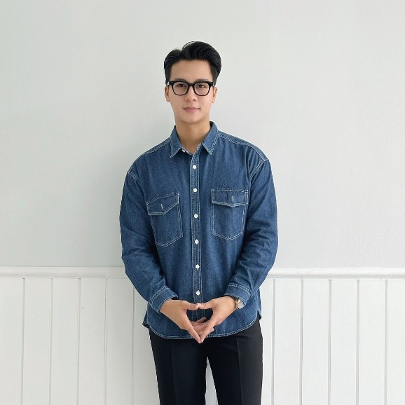 ÁO SƠ MI DENIM BASIC CAO CẤP CHẤT VẢI DÀY DẶN DIVIDE BRAND