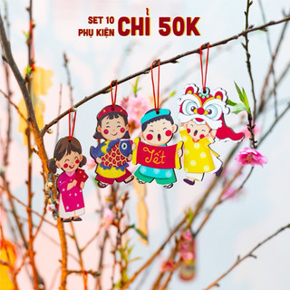 Combo 10 phụ kiện treo trang trí tết, trang trí cây mai,trang trí cây đào, trang trí cây quất - set trang trí tết 2024