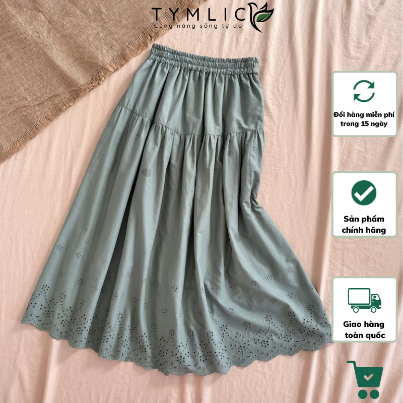 Chân Váy Thô Boi 2 Tầng Cạp Chun Màu Xanh CV403 TYMLIC