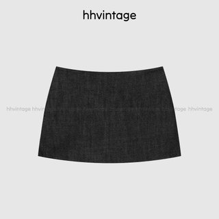  Chân váy jean nữ lưng thấp HHVINTAGE chất liệu jean denim co giãn V04  có kèm lót quần  