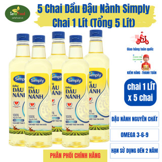 5 chai dầu đậu nành simply mỗi chai 1 lít