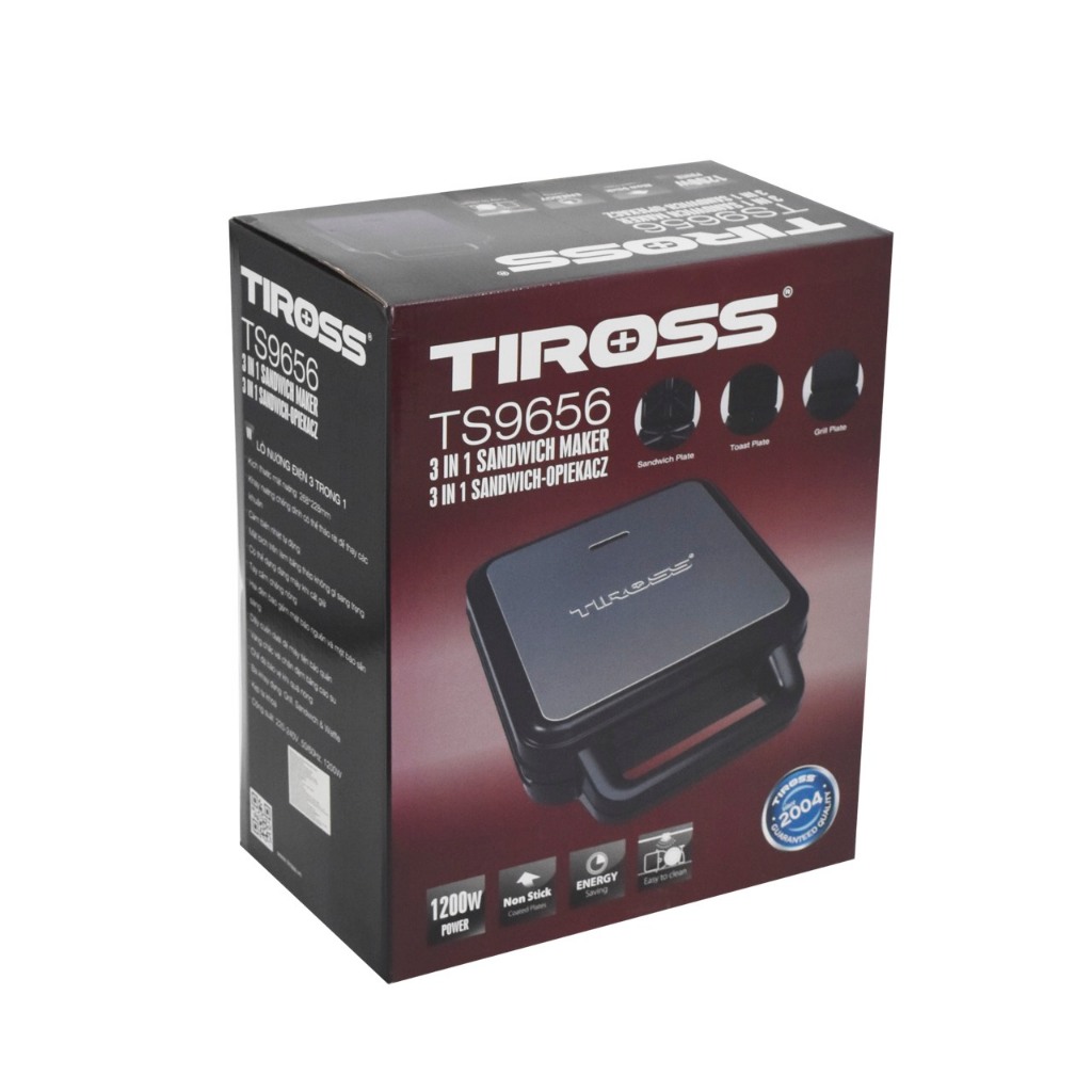 (CS 1200W)Máy Nướng Bánh Mì Sandwich Tiross TS9656 Máy Làm Bánh Waffel 3 Khay bh 12 tháng