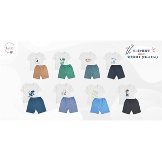 Bộ quần short đũi tre và áo thun cổ tròn Luxry cho bé trai