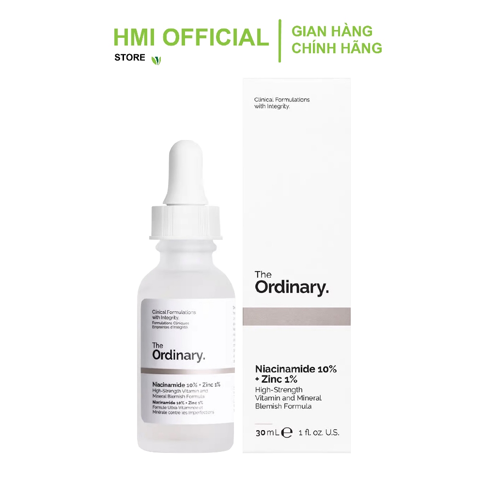 Serum The Ordinary Niacinamide 10% + Zinc 1% 30ml, giảm mụn giảm thâm, se khít lỗ chân lông