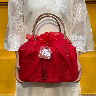 Bộ giỏ mây kèm khăn tơ óng đựng quà tết - the butter bucket