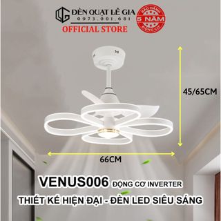 Quạt trần hiện đại LÊ GIA VENUS006 | Quạt trần trang trí thiết kế hiện đại | Quạt trần cao cấp có đèn mới nhất