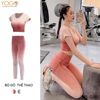 Set đồ thể thao tay ngắn omber nữ tập gym yoga ôm body YOGO G181