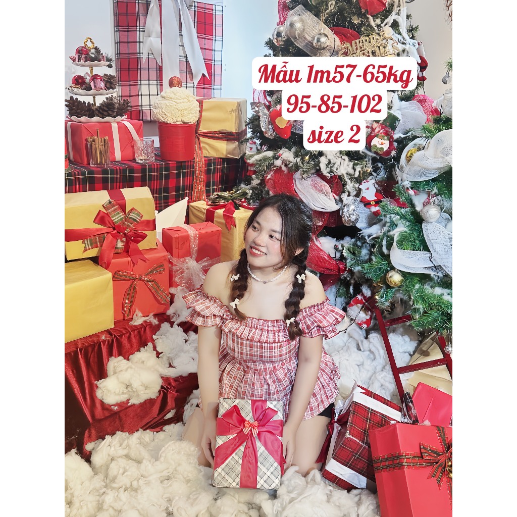 Áo caro có Bigsize tay bèo xinh xắn nữ CB1