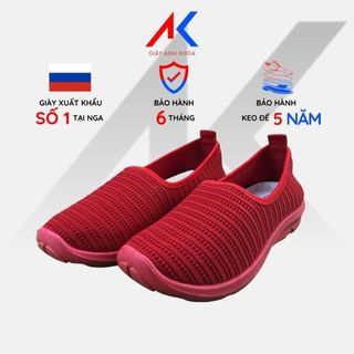 Giày lười nữ da pu, xuất khẩu chất liệu vải dệt Knit thoáng mát ANH KHOA 993E