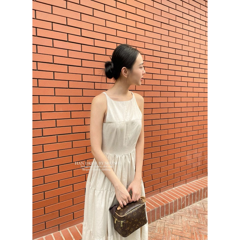 𝐇𝐚𝐧 𝐃𝐫𝐞𝐬𝐬 - Đầm Linen Sát Nách Xoè ( ảnh chính chủ ) | BigBuy360 - bigbuy360.vn