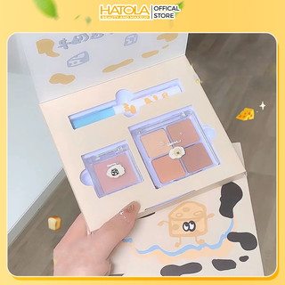 Bộ trang điểm đáng yêu set makeup 3 món gồm phấn má phấn mắt 4 ô son kem lì QUÀ TẶNG cho bạn gái Hatola