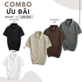 Combo 2 Áo Polo trơn Nam BASIC chất vải Cá Sấu Cotton, co giãn, thoáng mát, hạn chế nhăn - Hafos