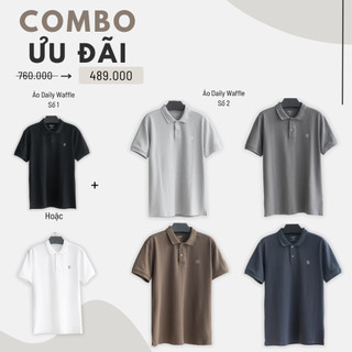 Combo 2 áo polo Nam Daily Waffle chất vải Waffle, co giãn, thoáng mát - Hafos Menswear