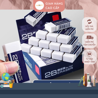 Gôm tẩy bút chì 2B siêu sạch trắng cao cấp ít vụn tẩy không mòn giấy chất liệu an toàn thân thiện, dẻo và dễ sử dụng